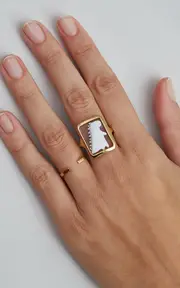 [Aliita] Cameo Dino 9K Yellow Gold Carnelian Ring