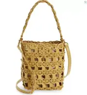 NWT TORY BURCH MCGRAW DIE CUT BUCKET BAG W/REMOVABLE POUCH