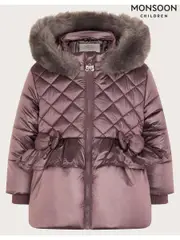 Monsoon Silver Baby Metallic Bow Padded Coat (AA1895) | $104 - $113