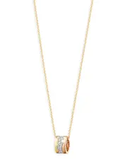 Georg Jensen 18K Rose, White & Yellow Gold Fusion Diamond Pave Puzzle Inspired Pendant Necklace, 17.72