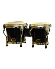 Mano Percussion 4-5″ Inch MP560 BLACK Mini Bongo Drums Pair Natural Skin Bongos