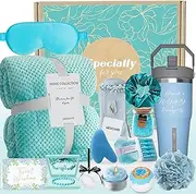 Birthday Gifts for Women Self Care Gifts Get Well Soon Gifts, Ocean Relaxing Spa Gifts Basket Care Package w/ Luxury Flannel Blanket, Unique Christmas Gifts Idea for Mom Her Friends Sister Wife