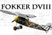 Fokker DVIII 3-4ch Electric 42" WS RC Airplane Plans & Templates Printed