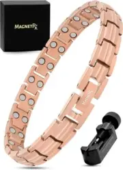 Women's Ultra Strength Magnetic Therapy Bracelet Rose Gold Titanium