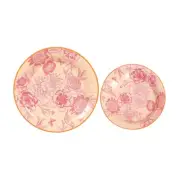 50 Dessert and Dinner Plates with Gold Rim - Dusty Rose Spring Floral Print