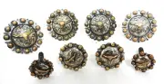 Longhorn Hansen Conchos Antiqued Pico Berry Silver plate Saddle Set Wood Screws