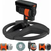 Sprinklers, with Built in Timer Weighted Base for Flexible and Precise Watering, Compatible with Any Hose, with 3 Different Adjustment Options, for Small and Medium-Sized Gardens and Lawns