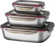 TASIXUN 3 Pack Stainless Steel Food Storage Containers with Lids, Airtight, Stackable, Meal Prep, BPA-Free, Dishwasher Safe