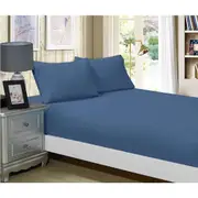 Super Soft Fitted Sheet & 2 Pillowcases Set - King Size Bed - Greyish Blue