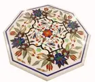 Marble Side Table Handicraft Pietra dura Gemstone Work Home Decor Furniture
