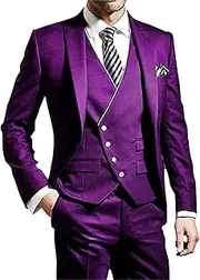 [JEShifangjiusu] Suit for Men 3 Pieces Business Wedding Prom Evening Jacket Formal Suit Evening Jacket Pants, purple, 7XL
