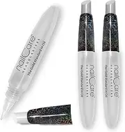 Refillable Holographic Cuticle Oil Pen for Nails - Empty Holo Squeeze Nail Oil Pen with Brush from Nail Care Headquarters by Bliss Kiss 3-Pack