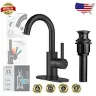 Leak-Free Matte Black Bathroom Faucet - Single Handle with 360° Swivel & Aerator