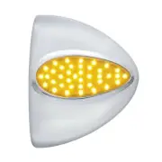 Peterbilt 39 Amber LED Chrome Teardrop Turn Signal Cover - Amber Lens