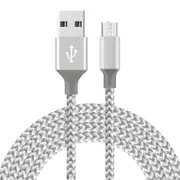 Catzon 1M 2M 3M Several Packs Micro USB Cable Nylon Braided Phone Cable Fast Charger Cable USB Cord -Grey White