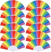 10 Pack Rainbow Folding Fans, Hand Held Pride Fan Gay Pride LGBT Fans for Parties Festival Events Dance Supplies