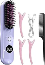Wireless Hair Straightener - Rechargeable Heated Styling Brushes | Cordless Hair Straightener And Curler | Usb Rechargeable Travel Comb With 3 Heat Settings | Mini Styler For Wet & Dry