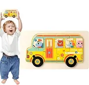 Gvblkq School Bus Puzzles | Educational Fire Truck Puzzles,Cute Cruise Ship Toys, Children Brain Teaser for Fine Motor Skills, Shape Cognition Ability