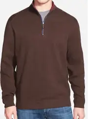 Tommy Bahama Reversible Flip Side Twill Half Zip Chocolate Heather Medium NWT