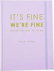Graphique Hardbound Journal, It's Fine We're Fine Design – Cute Portable Notebook, 200 Lined Pages, Lavendar & Lime Cover, 6.75” x 8.5” x .75” – for Taking Notes, Lists and More