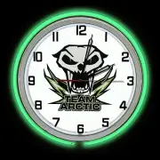 19" Arctic Cat Team Sign Green Double Neon Clock Man Cave Garage Snowmobile