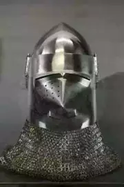 Medieval Knight Bascinet Helmet with Chainmail Helmet 16 Ga Steel