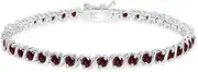 [B. BRILLIANT] Sterling Silver Genuine, Created or Simulated Gemstone S Design Bar Classic Tennis Bracelet, Choose a Color