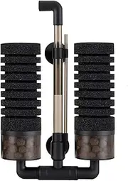 Aquarium Double Sponge Filter, Fish Tank Filter for Tank, Internal Aquarium Filter, Submersible Foam Filter with Filtered Ceramic Balls, Quiet Filter Fish Tank for Fresh Water and Salt Water (Large)