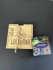 Louisiana Totally Bamboo 4 Pack Coaster Puzzle Set New