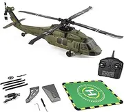 WL K170 Black Hawk RC Helicopter for Adults, K170 UH60L Remote Controlled Helicopter, RC Military Helicopter with Display Stand (with Four Batteries)
