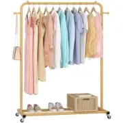 Clothes Rack on wheels, Clothing Rack with Bottom Mesh Storage Golden