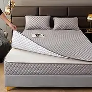 Quilted Mattress Covers Double Bed Zipped, Microfiber Quilted Bed Sheet King/Single/Small Double Size Bed,12-35cm Extra Deep Mattress Protector Cover(Gray,140x200+25cm)