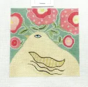 Ditto Bird with Flowers Handpainted Needlepoint Canvas