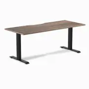 Desky Fixed Height Natural Walnut Scalloped Melamine Desk 1800x750mm Matte Black Leg