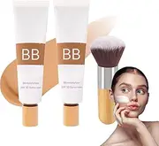 Bb Blur Tinted Moisturizer Spf 30, Bb Cream Tinted Moisturizer, Smooths Moisturizing Coverage Foundation Cream with Brush (2pcs)