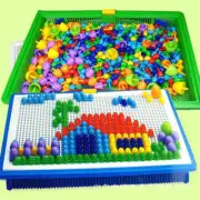 296pcs Kids Creative Children Puzzle Pegs Board Educational Learning Toys Gift