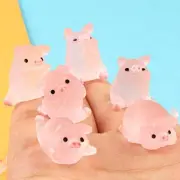 5Pcs Mini Pig Glow In The Dark Mini Resin Figure Miniature Scene LaHot`