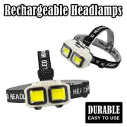 Waterproof LED Headlamp COB Induction USB Light Rechargeable Red Flashing Light