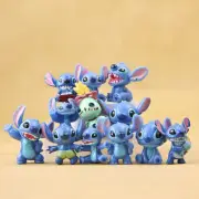 12 Pcs/Pack Stitch Anime Action Figure Kids Toy Gift Doll Gift Cake Topper Decor