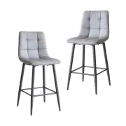 Raimon Furniture Set Of 2 Reese Modern Eco Leather Kitchen Counter Bar Stool 65cm - Grey
