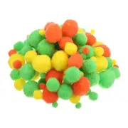 Assorted Size Pom Poms for Crafts, 130Pcs Pom Pom Balls, Yellow, Green, White