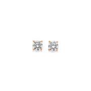 9ct Rose Gold Cubic Zirconia Stud Earrings in Clear