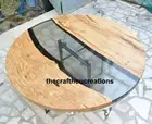 Clear Resin Round Epoxy Table Top, Epoxy Wooden Table Top, Home Patio Decors