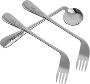 1 Set Elbow Spoon Fork Disability Gadgets Eating Utensils for Handicapped Cutlery for The Disabled Multi-function Spoon Feeding Utensil Forks Extension Fork for Eating