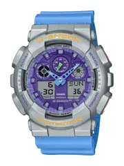 Casio G Shock Blue Digital And Analogue Watch GA100EU-8A2 Resin Purple