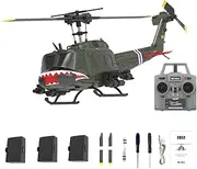 3D Stunt RC Helicopter with 3 Battery for Adults, C032 1/48 Scale UH-1 Huey 2.4G 6CH Flybarless RC Helicopter with Intelligent Positioning System for Beginners (RTF Version)