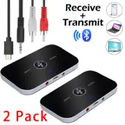 2x Bluetooth Transmitter & Receiver Wireless Adapter For Home stereos/speakers