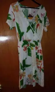 Sun & Fun Casual Apparel Dress- Size-S, NWT, White Floral Printed Wrap Dress