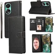 [YocoverTech] for Oppo A78 5G Case,for Oppo A78 5G Wallet Case[5 Card Slots+a Pocket+Mirror] PU Leather Folio Flip Magnetic Cover-Black