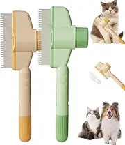 Pet Hair Removal Comb, Self-Cleaning Pet Flea Comb Grooming Brush, Wide Cat Flea Brush With Release Button, For Both Dogs And Cats (All)